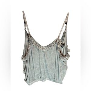POL Gray Ruffled Tie‎ Back Camisole